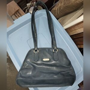 Vintage Tan-Sac Tandem Navy Blue Leather Handbag